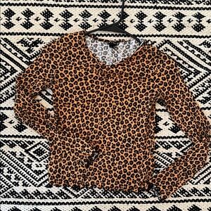 Art Class Cheetah Print Long Sleeve Top - Brown and Black